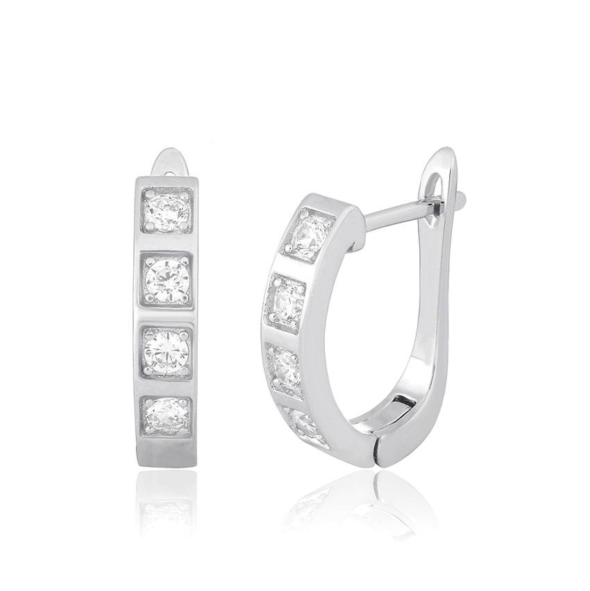 Срібні сережки в стилі "Bvlgari" зі вставкою фіаніт