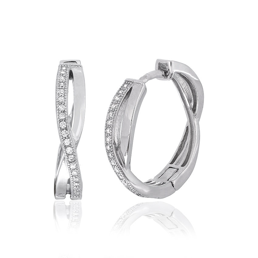 Срібні сережки з фіанітами