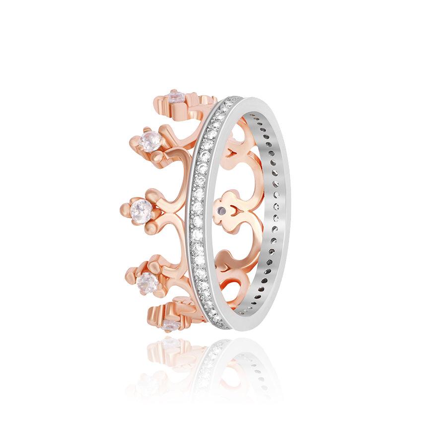 Срібна каблучка в позолоті з фіанітами "Корона", Розмір 16,0, Вага: 3.1 г