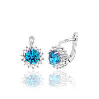 Срібні сережки з блакитними фіанітами