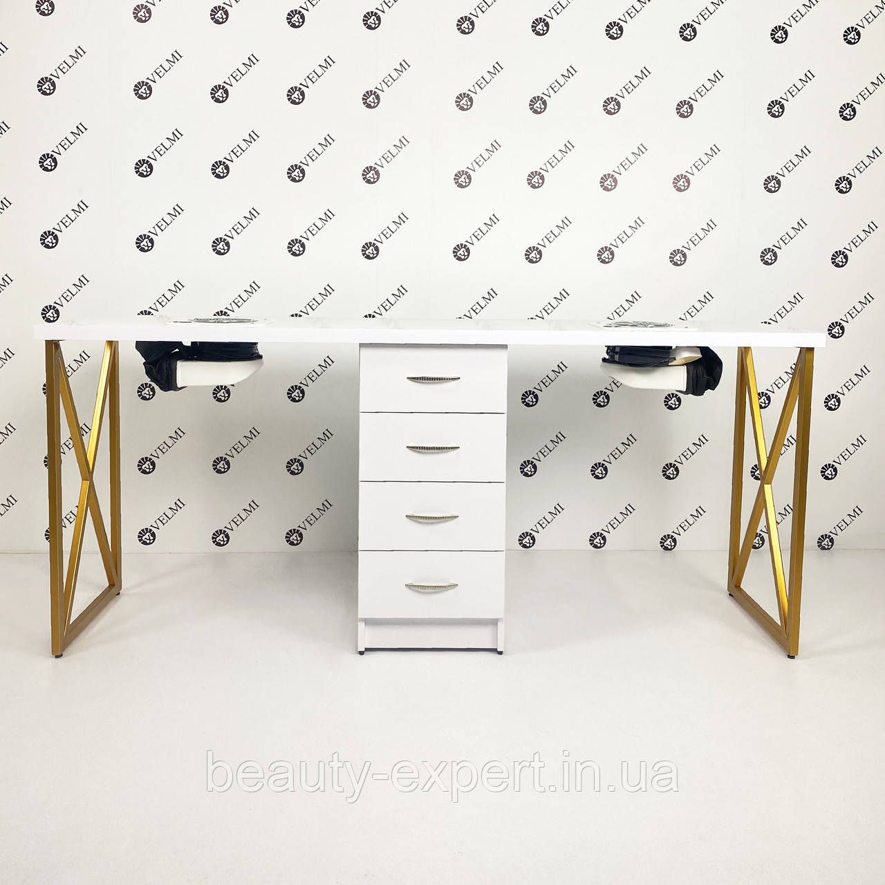 Манікюрний стіл на двох Zeus Стіл для двох майстрів манікюру подвійне робоче манікюрне місце, фото 1