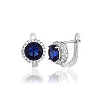 Срібні сережки з синіми фіанітами