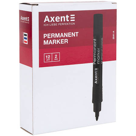 Маркер Axent Permanent 2541-01-A, 2 мм, круглий чорний, фото 3