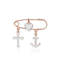 Срібна булавка в позолоті з фіанітами