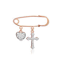 Срібна булавка в позолоті з фіанітами