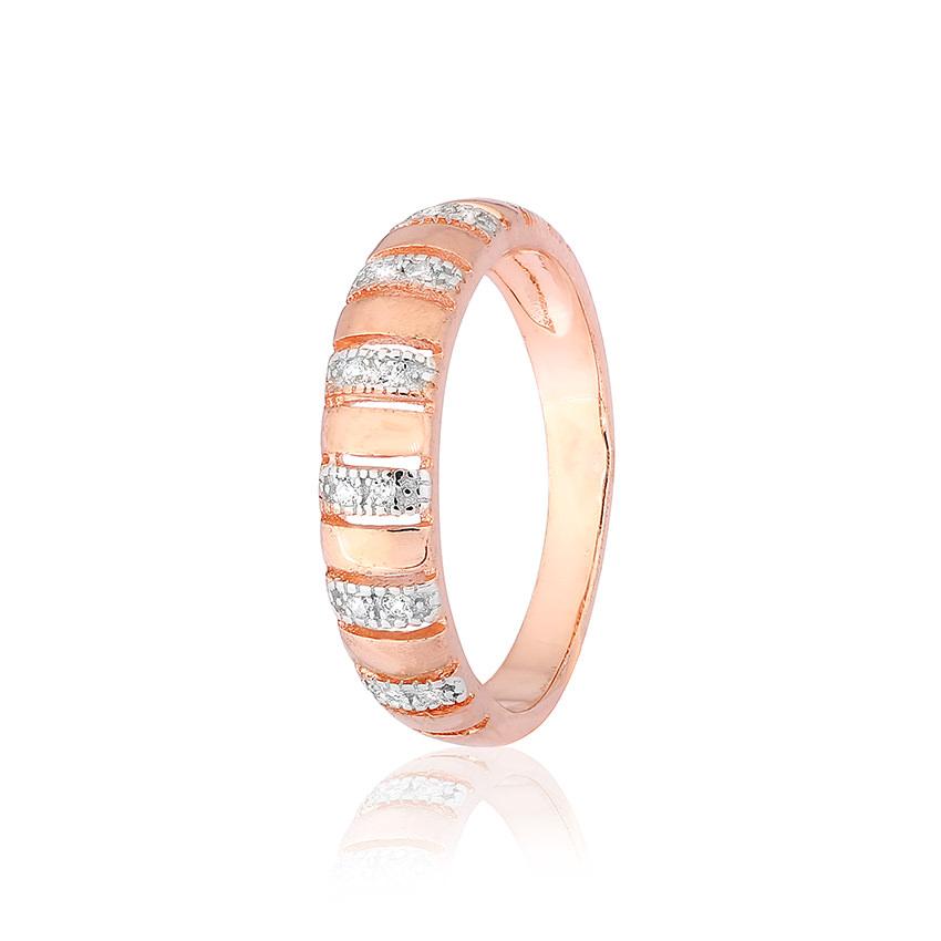 Срібна каблучка в позолоті з фіанітами