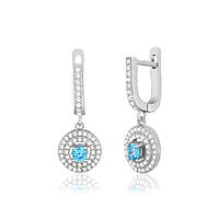 Срібні сережки з блакитними фіанітами