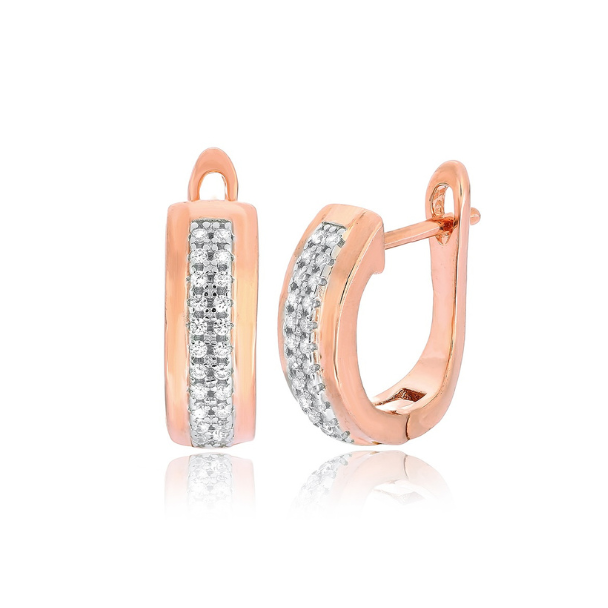 Срібні сережки з позолотою зі вставкою фіаніт