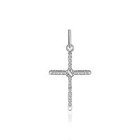 Срібна підвіска хрестик з фіанітами геометрія