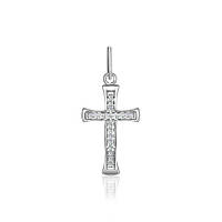 Срібний підвіс хрестик родований з фіанітами