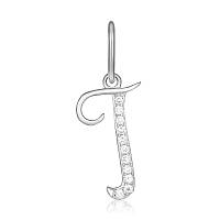 Срібний підвіс з фіанітами "Літера "Т"