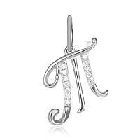 Срібний підвіс з фіанітами "Літера "Т"