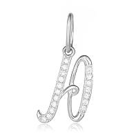 Срібний підвіс з фіанітами "Літера "Ю"