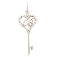 Срібний підвіс з фіанітами "Ключ із літерою "В"