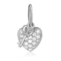 Срібна підвіска Сердце в фіантах з ключиком