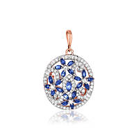 Срібний підвіс в позолоті з синіми фіанітами