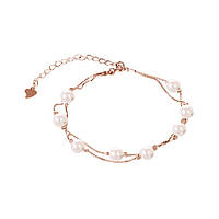 Срібний браслет в позолоті з перлами, венеція (БК3Ж/805), Розмір 17 см x 5 см, Вага: 4.3 г