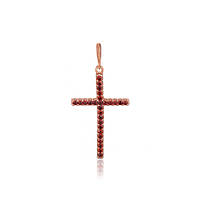 Срібний підвіс в позолоті з червоними фіанітами "Хрест"