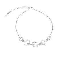 Срібний браслет на ногу з фіанітами, Розмір 23,5 см x 5 см, Вага: 2.6 г