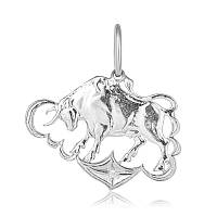 Срібний підвіс з фіанітами "Телець"