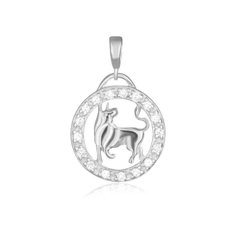 Срібний підвіс з фіанітами "Телець"
