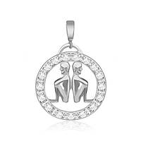 Срібний підвіс з фіанітами "Близнюки"