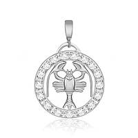 Срібний підвіс з фіанітами "Рак"