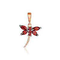 Срібний підвіс в позолоті з червоними фіанітами "Метелик"