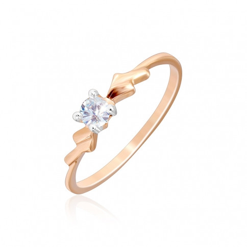 Срібна каблучка в позолоті з фіанітами, Розмір 17,8, Вага: 0.7 г