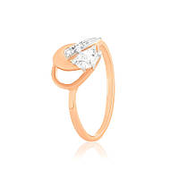 Срібна каблучка незвичайної форми з позолотою та фіанітами, Розмір 17,0, Вага: 1.8 г