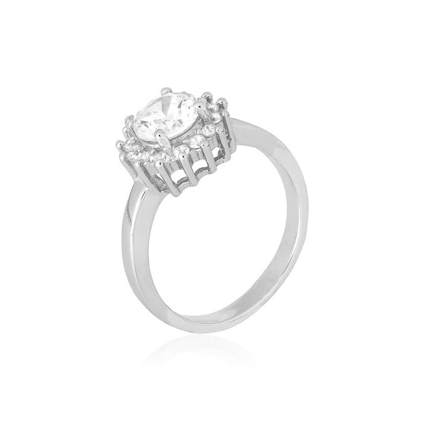 Срібна каблучка з фіанітами, Розмір 15,5, Вага: 2.3 г