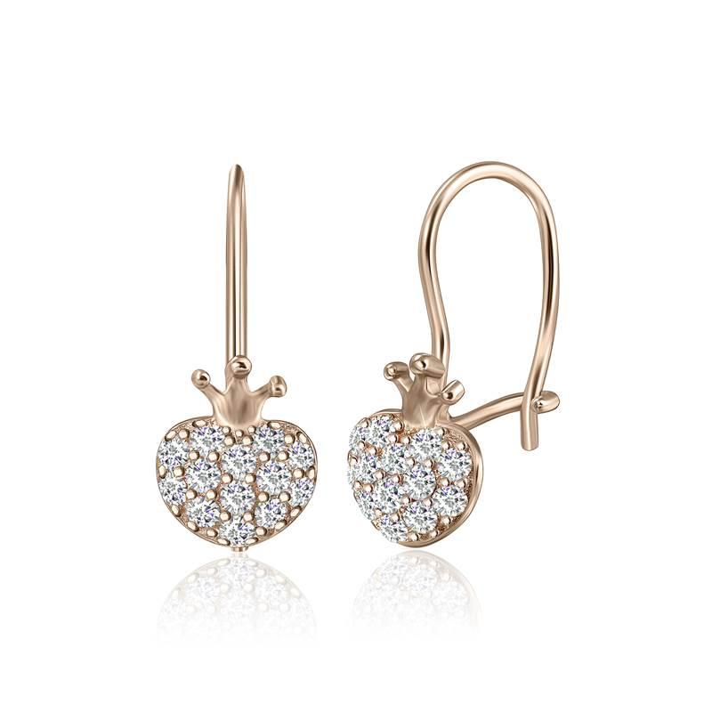 Срібні сережки в позолоті з фіанітами