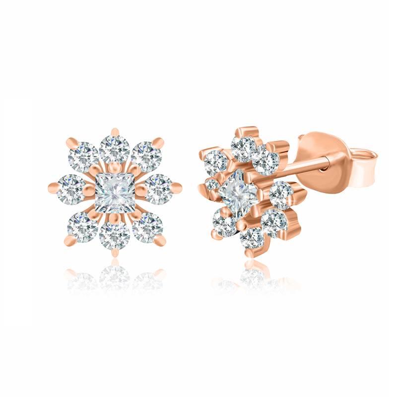 Срібні сережки в позолоті з фіанітами