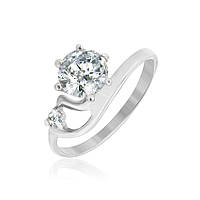 Срібна каблучка з фіанітами, Розмір 16,0, Вага: 1.4 г