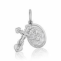 Срібний підвіс "Хрест з іконою Св. Миколая Угодника"