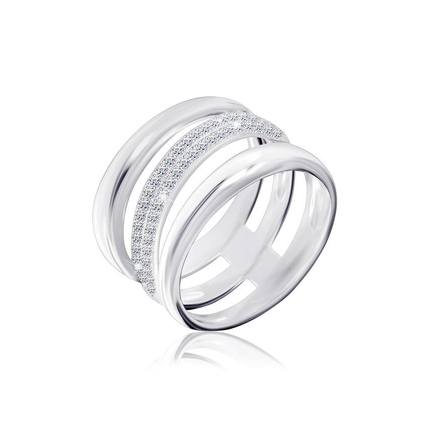 Срібна каблучка з фіанітами, Розмір 16,5, Вага: 5.7 г