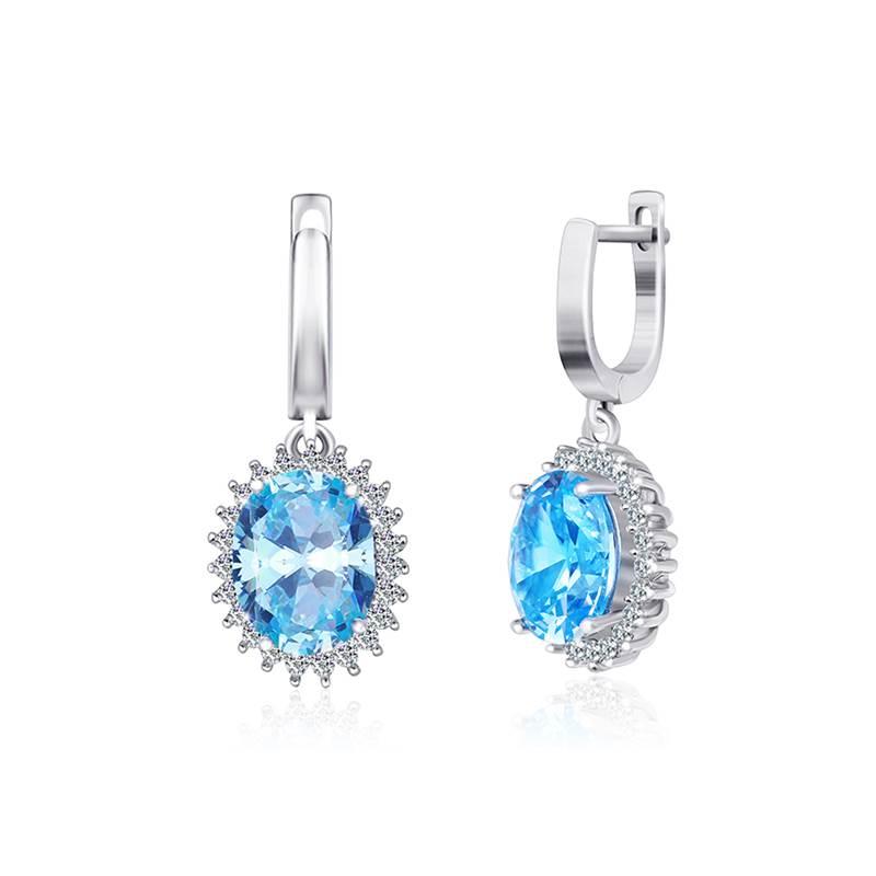Срібні сережки з блакитними фіанітами