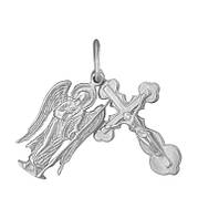 Срібний підвіс "Янгол охоронець і крест"