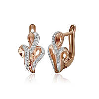 Срібні сережки в позолоті з фіанітами