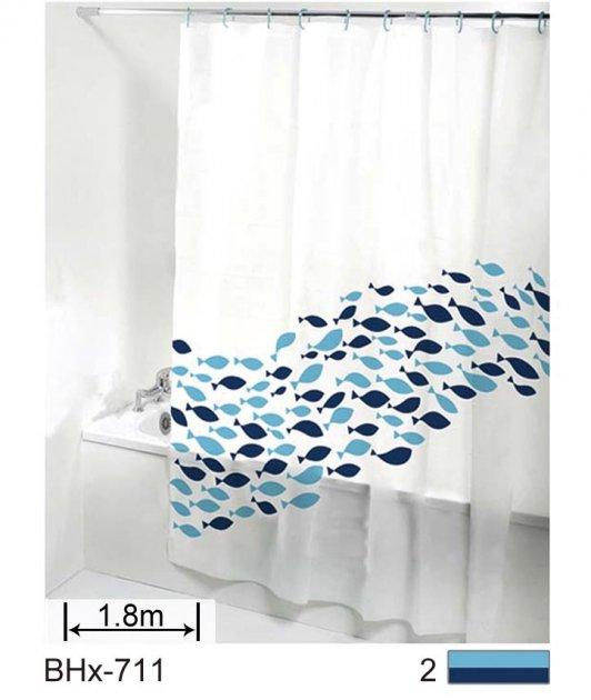 Шторка для ванної силіконова 180x180 см Blue Fish 81033