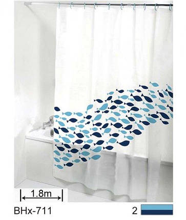 Шторка для ванної силіконова 180x180 см Blue Fish 81033, фото 1