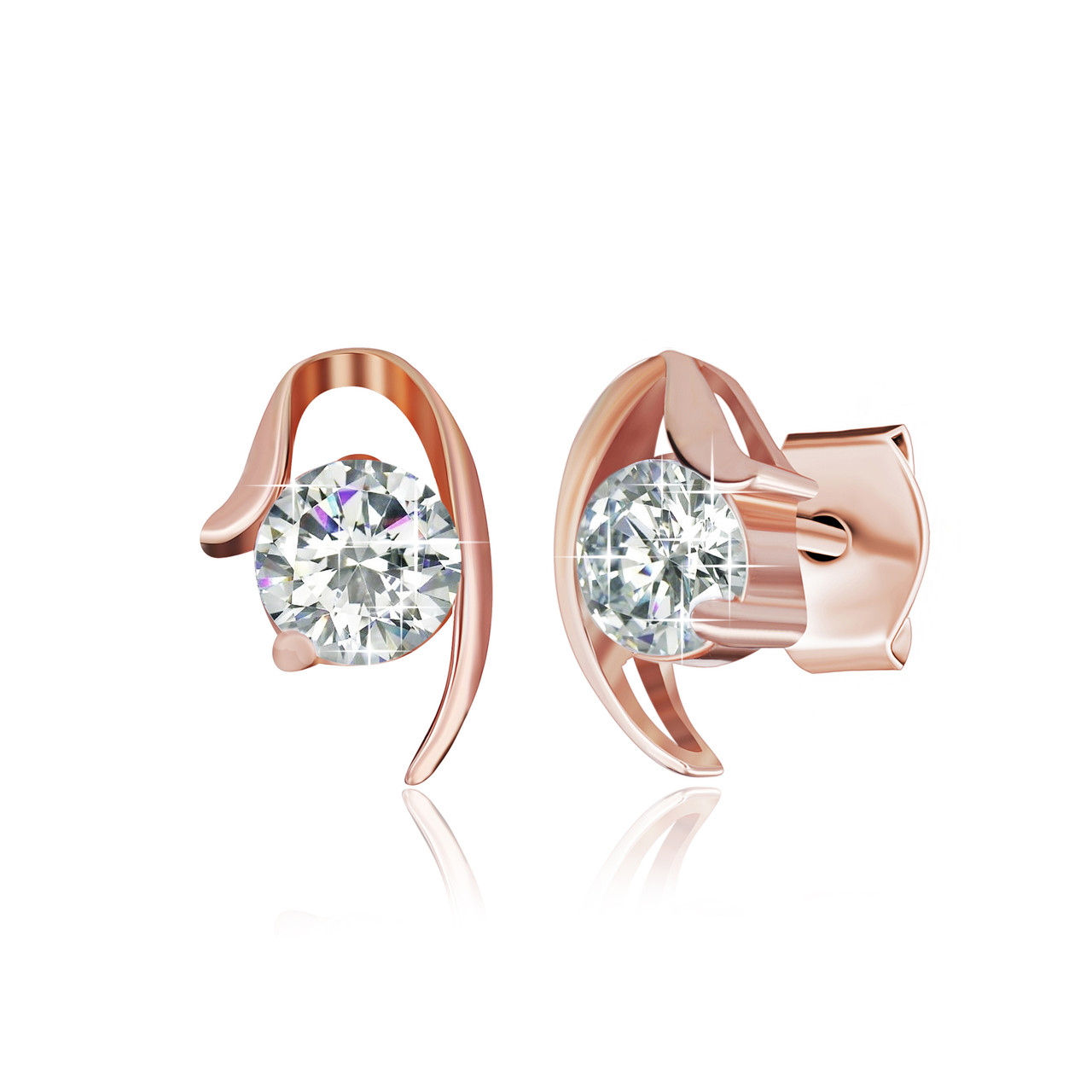 Срібні сережки в позолоті з фіанітами