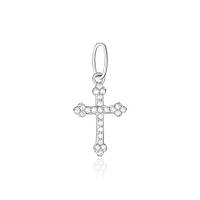 Срібна хрестик родований з фіанітами