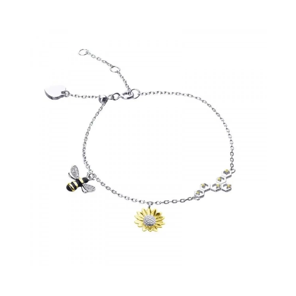 Срібний браслет з різнокольоровими фіанітами