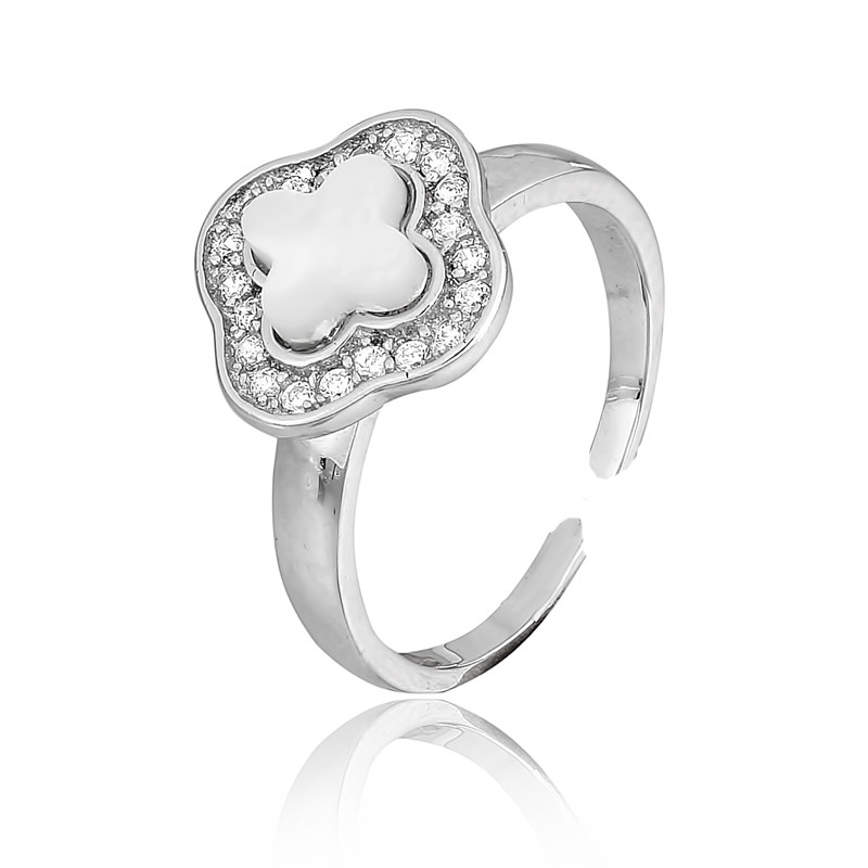 Срібна каблучка на фалангу з конюшиною, Розмір Без розміру, Вага: 2.2 г