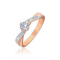 Срібна каблучка в позолоті з фіанітами