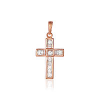 Срібний підвіс в позолоті з фіанітами "Хрестик"