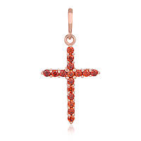 Срібний підвіс в позолоті з червоними фіанітами "Хрестик"