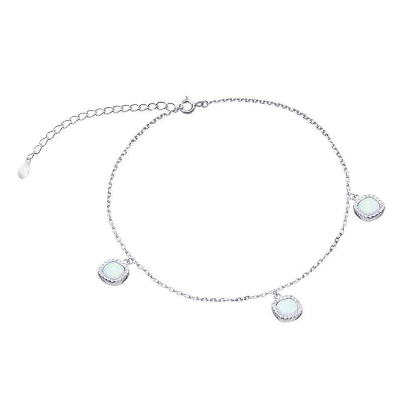 Срібний браслет з фіанітами і опалом, Розмір 16 см x 5 см, Вага: 2.7 г