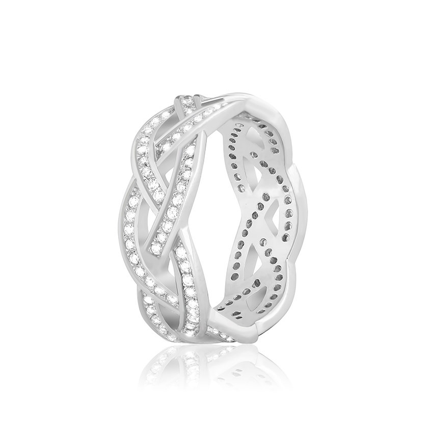 Срібна каблучка з фіанітами, Розмір 17,0, Вага: 4.3 г